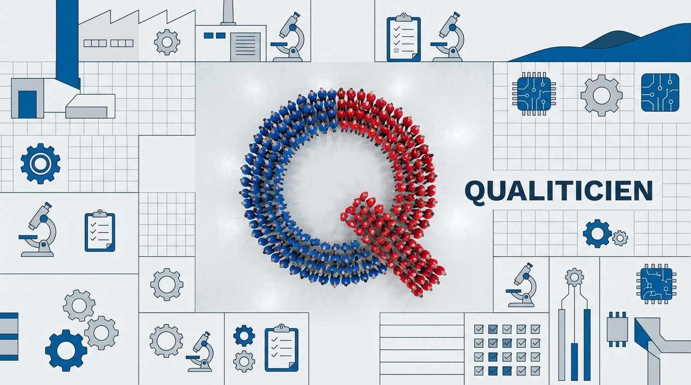 Un qualiticien inspectant la conformité des produits avec son équipe en usine